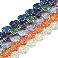 Electroplate Glass Beads Strands, Leaf, Mixed Color, 10x8x4mm, Hole: 0.9mm, about 58~66pcs/strand, 21.65 inch~ 24.80 inch(55~63cm)(EGLA-S188-16)