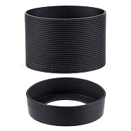 Silicone Cold Beer Cup Sleeve, Insulated Drink Can Cover Ring, Black, 17.5~49.5x64mm, Inner Diameter: 60~62.5mm, 2pcs/set(SIL-WH0014-24B)