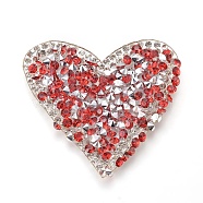 Plastic Clothing Patches, with Resin Rhinestone, Heart, Red, 43x50x2.5mm(FIND-WH0033-01A)