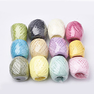 Colorful Raffia Ribbon, Raffia Paper Rope Cord for DIY Projects, Oval, Mixed Color, 3.8~6.2mm, about 21.87 yards(20m)/roll, 12rolls/bag(DIY-Q005-03)