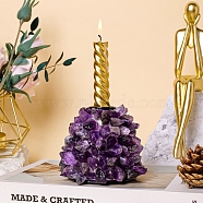 Natural Amethyst Candle Holders, 10~11x8.5cm(PW-WG32462-05)