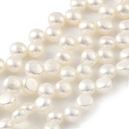 Natural Cultured Freshwater Pearl Beads Strands, Top Drilled, Half Round, Old Lace, 5~6mm, Hole: 0.5mm, about 47pcs/strand, 8.66 inch(22cm)(PEAR-A006-20)