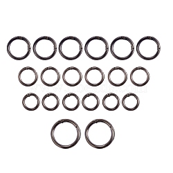 Alloy Spring Gate Rings, Cadmium Free & Lead Free, Gunmetal, 24.5~41x4~5mm, 20pcs/box(AJEW-SZ0001-42)