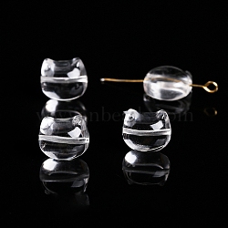 Natural Quartz Crystal Beads, Rock Crystal Carved Beads, Cat Shape, 11x10mm(PW-WGDF4E2-06)