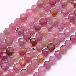 Natural Ruby Beads Strands, Faceted, Round, 3mm, Hole: 0.5mm, about 132pcs/strand, 15.7 inch(40cm)(G-F509-16-3mm)