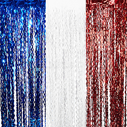 3Pcs 3 Colors Plastic Foil Fringe Curtains, Wavy Tinsel Wall Backdrops, for Birthday Wedding Party Christmas Baby Shower Decorations, Mixed Color, 1000x2000x0.1mm, 1pc/color(AJEW-NB0005-16)