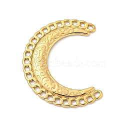 304 Stainless Steel Pendants, Moon Charm, Real 14K Gold Plated, 38x32.5x2.5mm, Hole: 1.5~2x1.2~1.5mm(STAS-L022-196G)