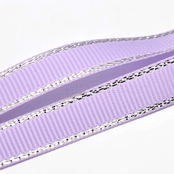 Polyester Grosgrain Ribbons for Gift Packing, Silver Wired Edge Ribbon, Medium Purple, 1-1/2 inches(38mm), about 100yards/roll(91.44m/roll)(SRIB-L022-038-430)