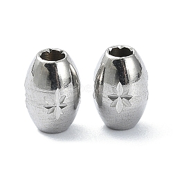 316 Stainless Steel Beads, Oval with Star, Stainless Steel Color, 7x5mm, Hole: 2mm(STAS-H191-06P)