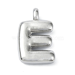 Anti-Tarnish 304 Stainless Steel Pendants, Letter Charm, Letter E, 19.5x12x4mm, Hole: 1.6mm(STAS-U033-02P-E)