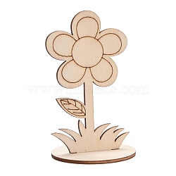 DIY Unfinished Wood Flowers Cutout, with Slot, for Craft Painting Supplies, BurlyWood, 5.9x5x9.9cm(WOOD-P017-04)