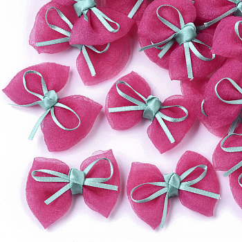Handmade Woven Costume Accessories, Bowknot & Hair Bows, Camellia, 35~40x44.5~48x12~14mm