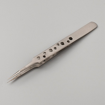 Stainless Steel Fine Ponited Tweezers, Hollow-out, Beading Supplies, Stainless Steel Color, 12.1x0.9x0.85cm