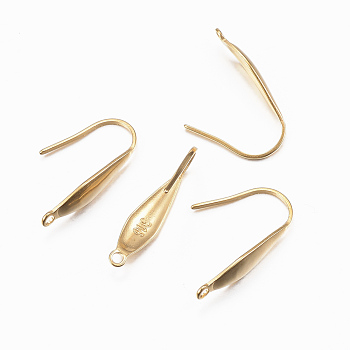 Ion Plating(IP) 316 Surgical Stainless Steel Earring Hooks, with Vertical Loop, Golden, 19.5x4.5x1mm, Hole: 1.2mm