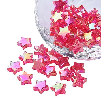 Eco-Friendly Transparent Acrylic Beads, Star, AB Color, Pale Violet Red, 10x4mm, Hole: 1.5mm, about 100pcs/bag