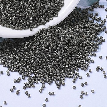 MIYUKI Delica Beads, Cylinder, Japanese Seed Beads, 11/0, (DB1175) Galvanized Matte Graphite, 1.3x1.6mm, Hole: 0.8mm, about 2000pcs/10g