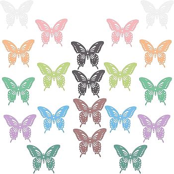 Unicraftale 20Pcs 10 Colors Spray Painted 430 Stainless Steel Filigree Joiners Links, Etched Metal Embellishments, Butterfly, Mixed Color, 35x44x0.4mm, Hole: 1~1.6mm, 2pcs/color