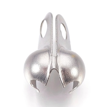 304 Stainless Steel Bead Tips, Calotte Ends, Clamshell Knot Cover, Stainless Steel Color, 14.5x8mm, Hole: 2.5mm, Inner Diameter: 6mm