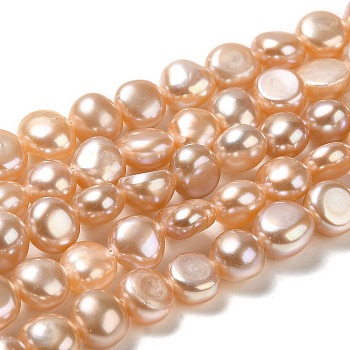 Natural Cultured Freshwater Pearl Beads Strands, Two Sides Polished, Grade 6A+, PapayaWhip, 5~6x5.5~6x4.5~5mm, Hole: 0.6mm, about 60~61pcs/strand, 13.58''(34.5cm)