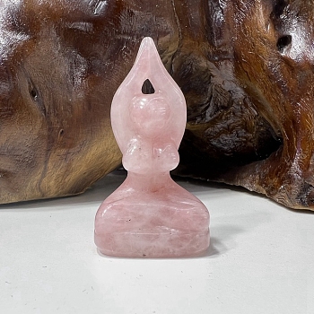 Natural Rose Quartz Carved Healing Yoga Goddess Figurines, Reiki Energy Stone Display Decorations, 50~60mm