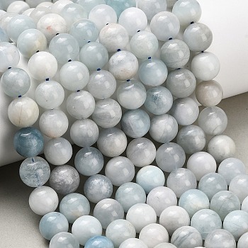 Natural Aquamarine Beads Strands, Smooth Round, 10~10.5mm, Hole: 0.8mm, about 38pcs/strand, 15.24''(38.7cm)