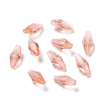 Transparent Glass Beads, Faceted, Bicone, Dark Salmon, 8x4mm, Hole: 1mm
