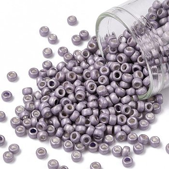 TOHO Round Seed Beads, Japanese Seed Beads, Frosted, (554F) Matte Galvanized Lavender, 8/0, 3mm, Hole: 1mm, about 10000pcs/pound