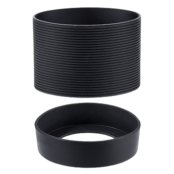 Silicone Cold Beer Cup Sleeve, Insulated Drink Can Cover Ring, Black, 17.5~49.5x64mm, Inner Diameter: 60~62.5mm, 2pcs/set