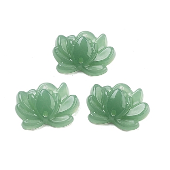 Acrylic Beads, Lotus, Medium Sea Green, 16x21.5x7mm, Hole: 1.4mm