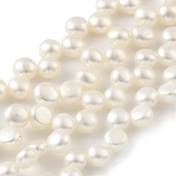 Natural Cultured Freshwater Pearl Beads Strands, Top Drilled, Half Round, Old Lace, 5~6mm, Hole: 0.5mm, about 47pcs/strand, 8.66 inch(22cm)