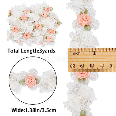 3 Yards Embroidery Flower Polyester Lace Trim(OCOR-GF0002-54)-2