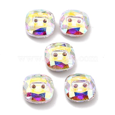 2-Hole Square Glass Rhinestone Buttons(BUTT-D001-C)-3
