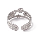 304 Stainless Steel Star & Moon Open Cuff Ring for Women(RJEW-C045-13P)-3