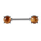 304 Stainless Steel Pave Natural Tiger Eye Half Round Nipple Barbells(WG71F42-05)-1