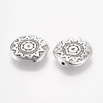 Tibetan Style Alloy Beads, Flat Round, Antique Silver, 18x4mm, Hole: 1mm(X-PALLOY-F173-05AS)