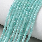 Natural Amazonite Beads Strands, Faceted Table Cut Cube, 2~2.5x2~2.5x2~2.5mm, Hole: 0.6mm, about 168pcs/strand, 15.71''(39.9cm)(G-L651-D01-2x2mm)