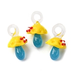 Handmade Lampwork Pendants, Bumpy, Mushroom, Yellow, 24.5~29.5x15~18.5mm, Hole: 2~5mm(LAMP-M02-01-01)
