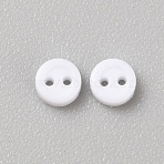 Resin Tiny Button, Micro Buttons, Sewing Buttons, 2-Hole Garment Accessories, White, 3x1mm, Hole: 0.5mm(FIND-WH0260-26A)