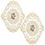 2Pcs Embroidered Vintage Polyester Lace Table Mat, Hot Pads, Flower, Cornsilk, 210x270x1.5mm(AJEW-CN0005-09A-01)