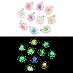Luminous Transparent Acrylic Pendants, Glow in the Dark, Tortoise, Mixed Color, 30.5x23.5x8.5mm, Hole: 2mm(TACR-P010-02)