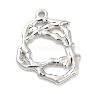 304 Stainless Steel Pendants, Irregular Charm, Stainless Steel Color, 25x19.5x2mm, Hole: 1.5mm(STAS-D084-07P)