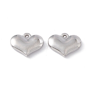 304 Stainless Steel Pendants, Heart Charms, Stainless Steel Color, 12x15x3mm, Hole: 1mm(STAS-K242-17P)