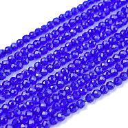 Glass Beads Strands, Imitation Quartz, Faceted, Round, Blue, 2mm, Hole: 0.5mm,  about 175pcs/strand, 14.9 inch(38cm)(G-K185-16S)