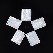 Natural White Shell Pendants, Religion, Rectangle with Virgin Mary, 15.5x11.5x2.5mm, Hole: 1mm(SSHEL-D083-33)
