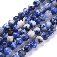 Natural Sodalite Beads Strands, Round, 6mm, Hole: 1mm, about 37pcs/Strand, 15.16 inches(38.5cm)(G-K410-02-6mm)