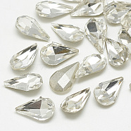 Pointed Back Glass Rhinestone Cabochons, Back Plated, Faceted, teardrop, Crystal, 8x5x3mm(RGLA-T082-5x8mm-01)