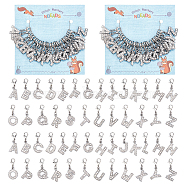 Letter A~Z Pendant Stitch Markers, Alloy Rhinestone Crochet Lobster Clasp Charms, Locking Stitch Marker with Wine Glass Charm Ring, Platinum, 2.9~3.1cm, 26 style, 1pc/style, 26pcs/set, 2 sets/box(HJEW-AB00329)