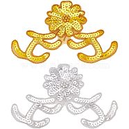 4Pcs 2 Colors Computerized Embroidery Polyester Sew on Sequin Patches, Beading Appliques, Costume Accessories, Flower, Mixed Color, 108x175x3.8mm, 2pcs/color(DIY-HY0001-12)