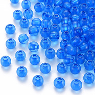 Transparent Acrylic Beads, Round, Deep Sky Blue, 6x5mm, Hole: 1.8mm, about 4400pcs/500g(MACR-S370-A6mm-759)