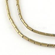 Column Electroplated Non-magnetic Synthetic Hematite Beads Strands, Light Gold Plated, 5x3mm, Hole: 1mm, about 82pcs/strand, 15.7 inch(G-R259-71E)